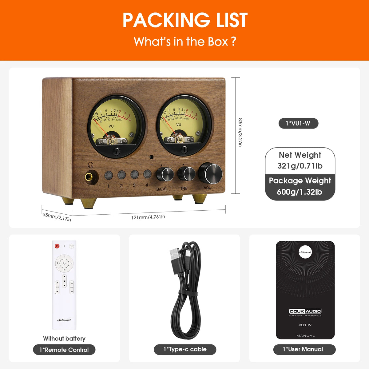 4-Way Audio Switcher 4In1-Out VU Meter Remote