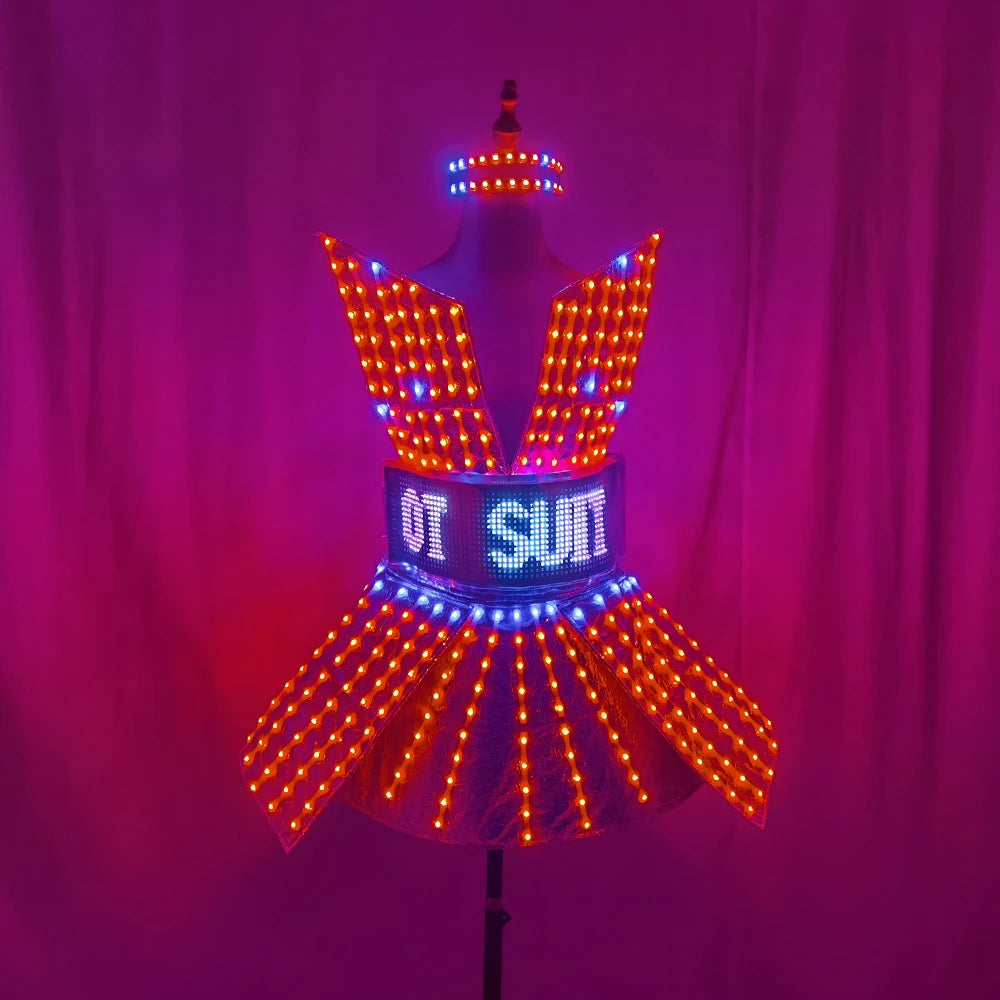 Shiny Laser Mirror Party Dress with LED Light Effects