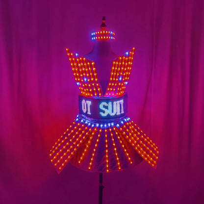 Shiny Laser Mirror Party Dress with LED Light Effects