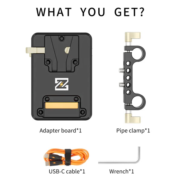 V-Mount Battery Plate with Clamp and USB-C PD Output