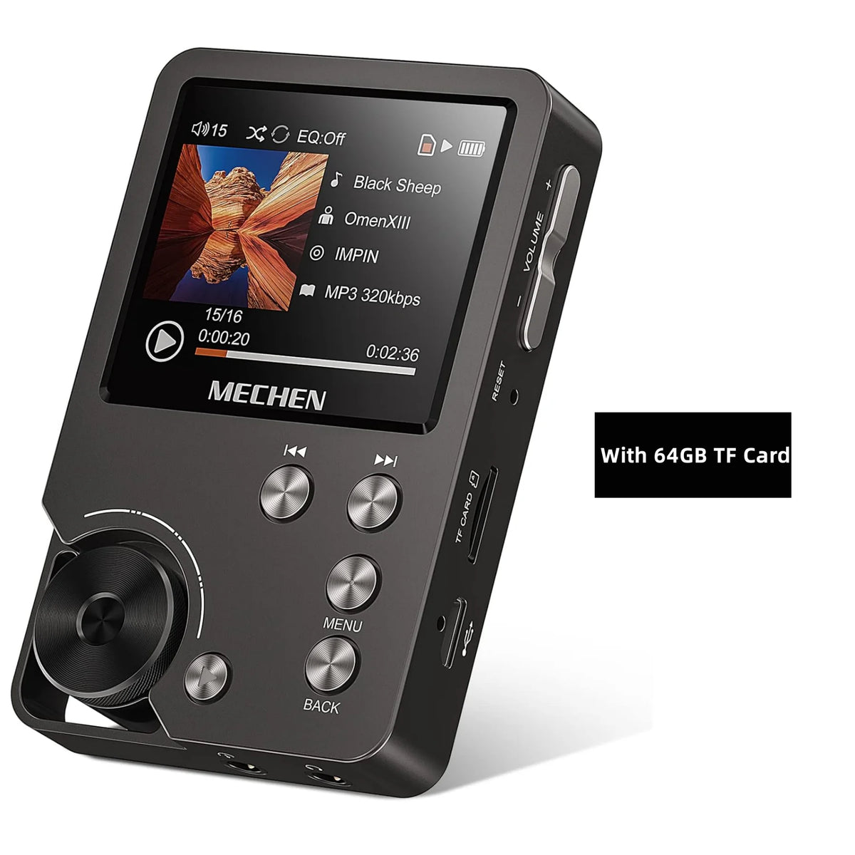 Portable HiFi MP3 Player 64GB Storage Supports 256GB