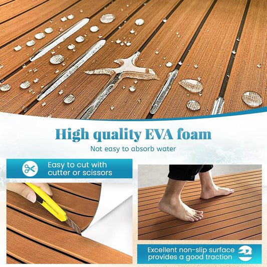 Marine Flooring Faux Teak EVA Foam Sheet Self Adhesive