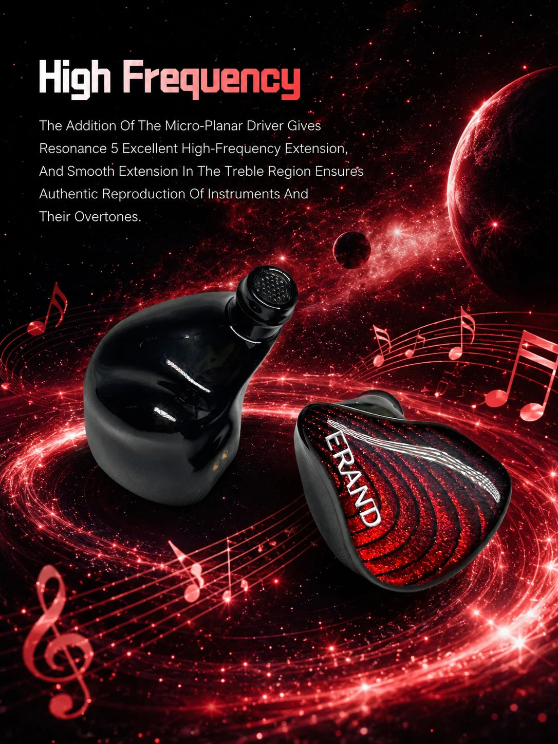 5-Way Hybrid HiFi IEM Earphones 2DD 2BA 1MP Red
