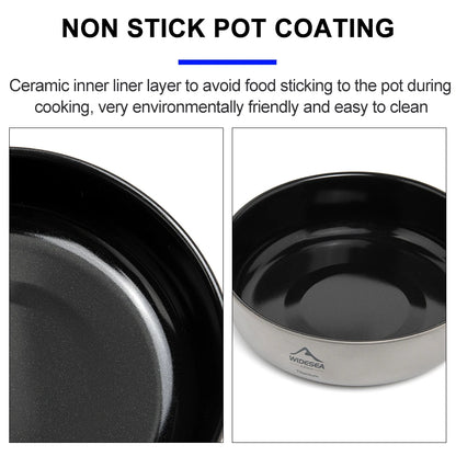 Lightweight Titanium Outdoor Cookware Set for Camping Travel
