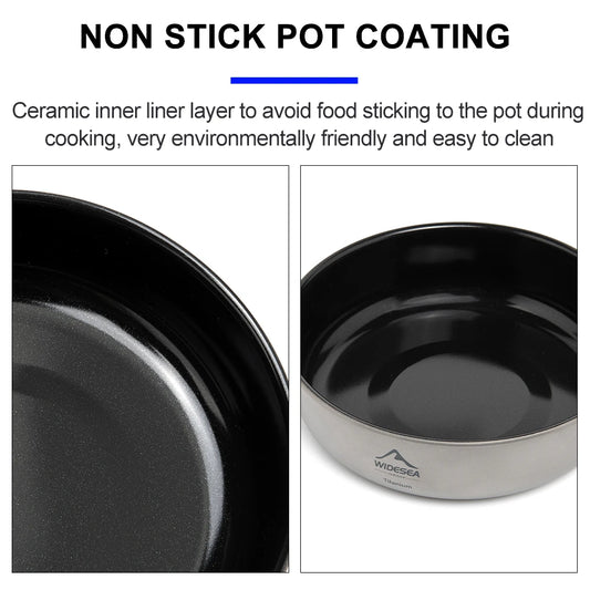 Lightweight Titanium Outdoor Cookware Set for Camping Travel
