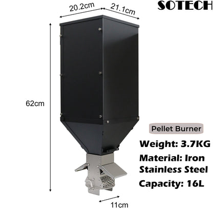 16L Gravity Feed Pellet Stove Hopper Black
