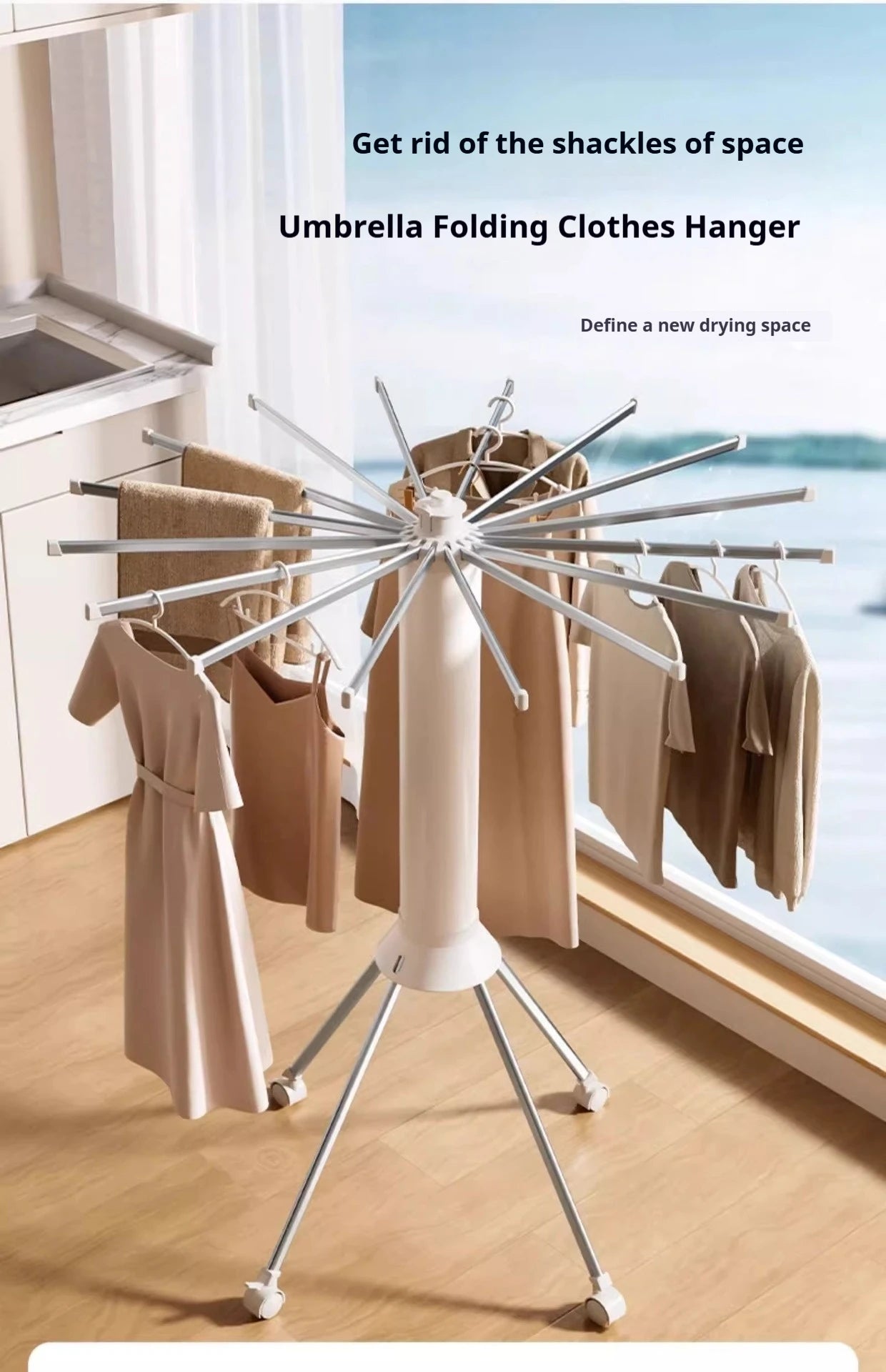 Portable Rotating Clothes Drying Rack for Balcony