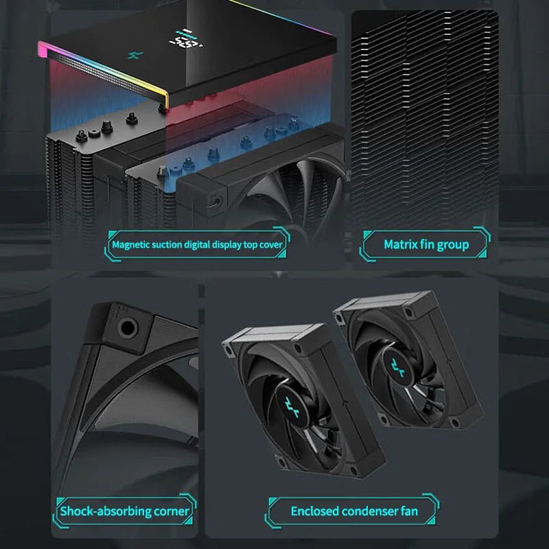 Heavy Duty CPU Cooler 6 Heat Pipes Digital Screen