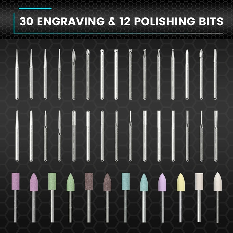 Cordless Rotary Engraving Pen with 42 Bits Ultra Black