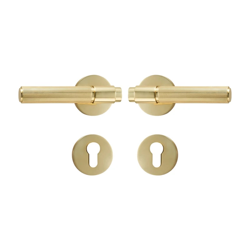 Modern Brass Dummy Door Lock Set Shiny Gold