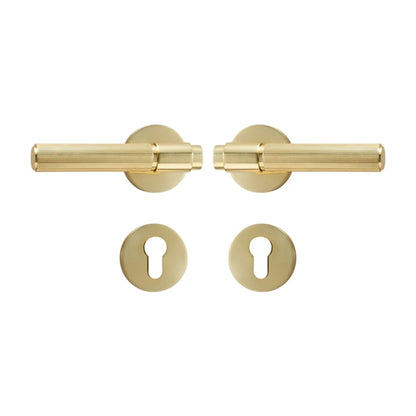 Modern Brass Dummy Door Lock Set Shiny Gold