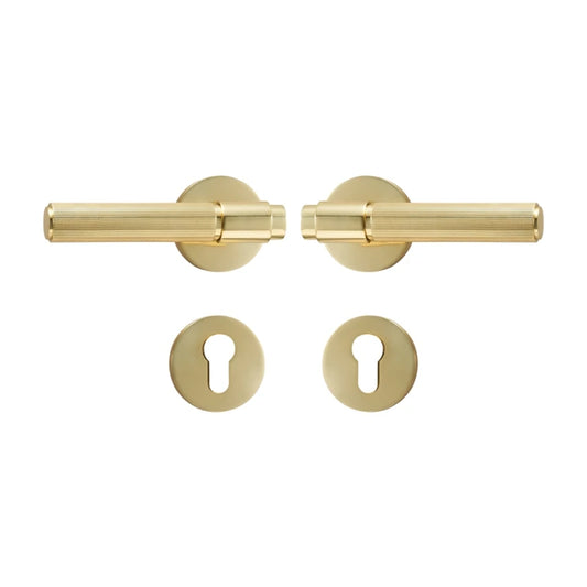 Modern Brass Dummy Door Lock Set Shiny Gold