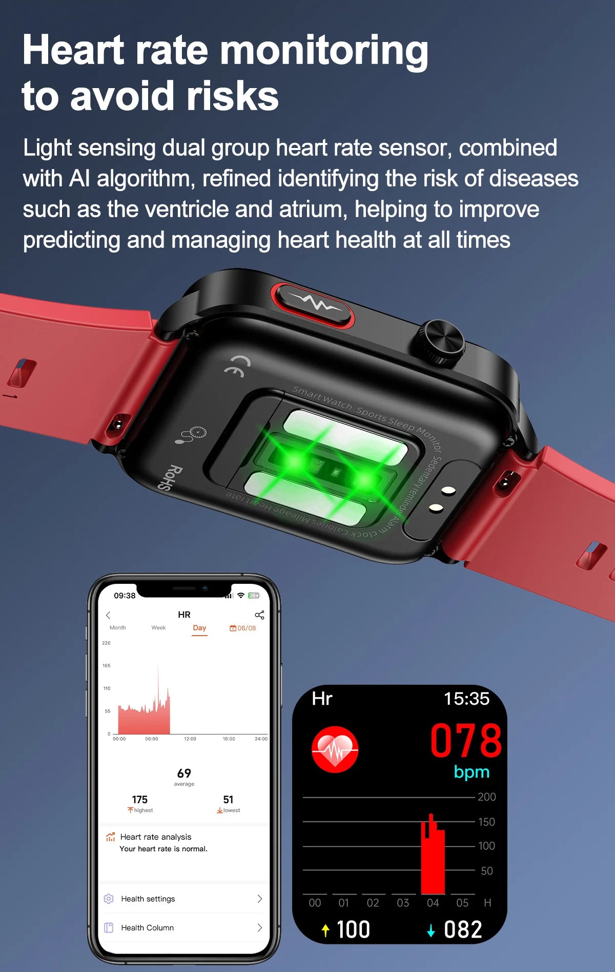 Brown Smart Health Watch with ECG PPG & Blood Pressure