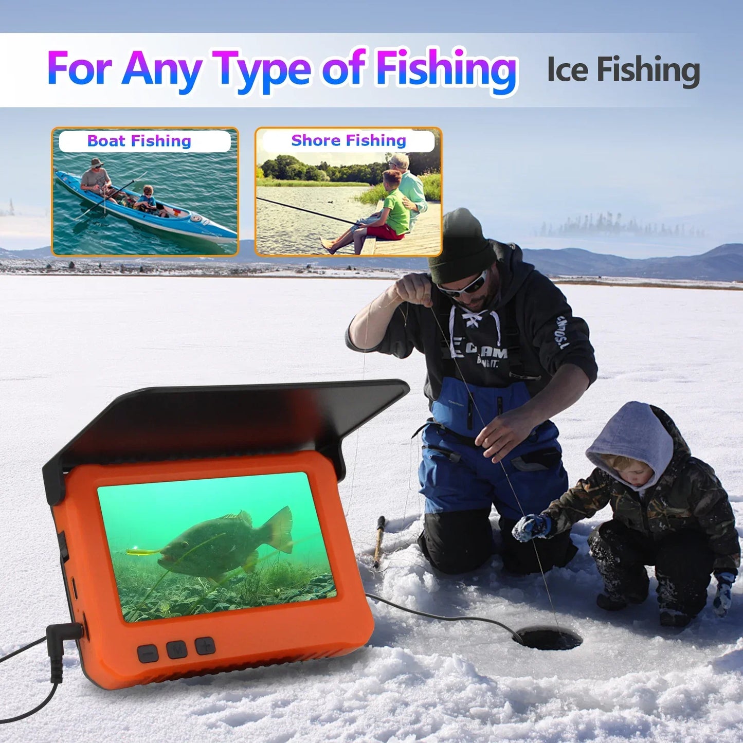 4.3 Inch Underwater Fishing Camera 15m Cable Video Recorder