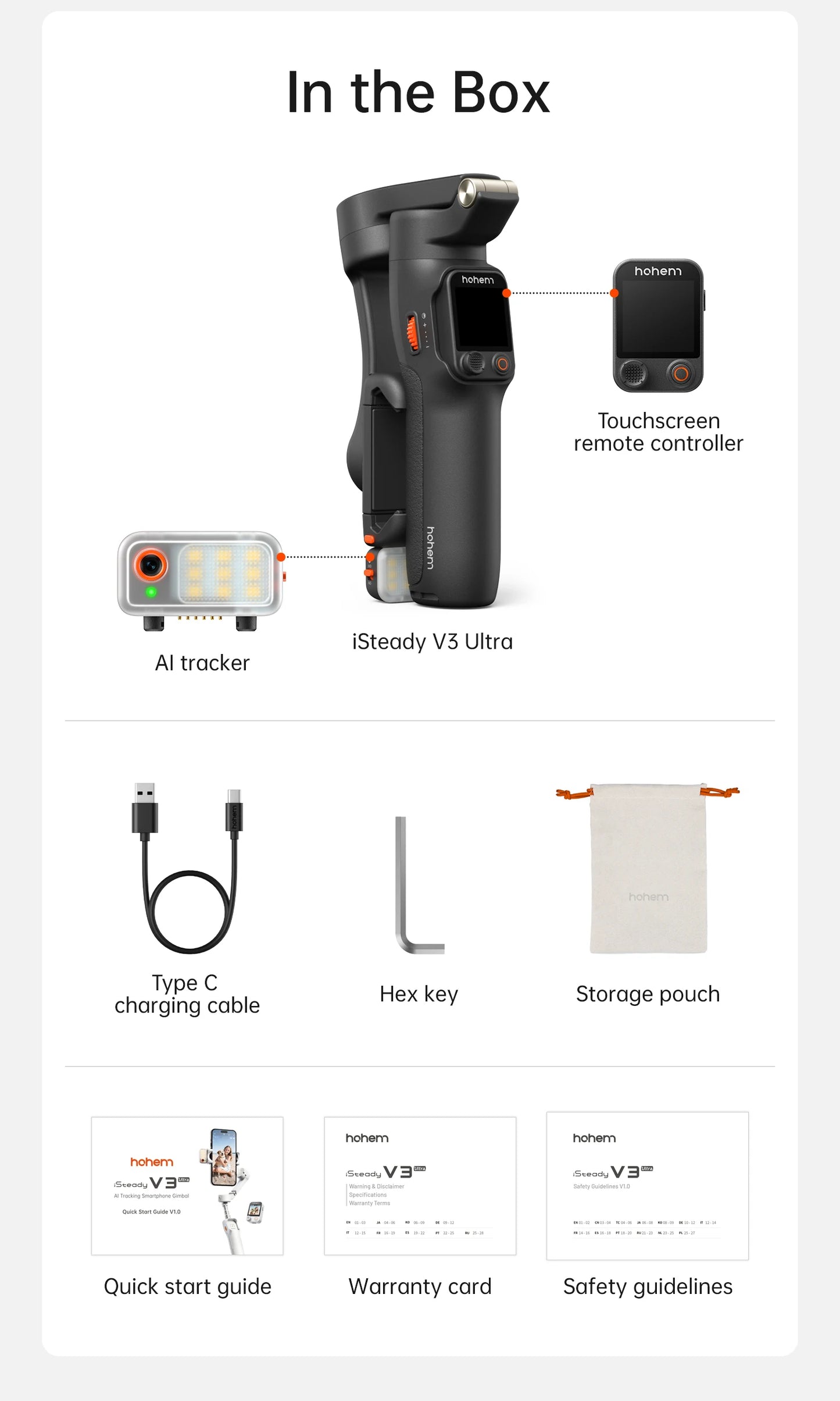 Portable Black 3-Axis Gimbal for iPhone & Android