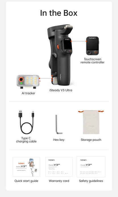 Portable Black 3-Axis Gimbal for iPhone & Android
