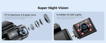 Smart 3-Channel Dash Camera Night Vision