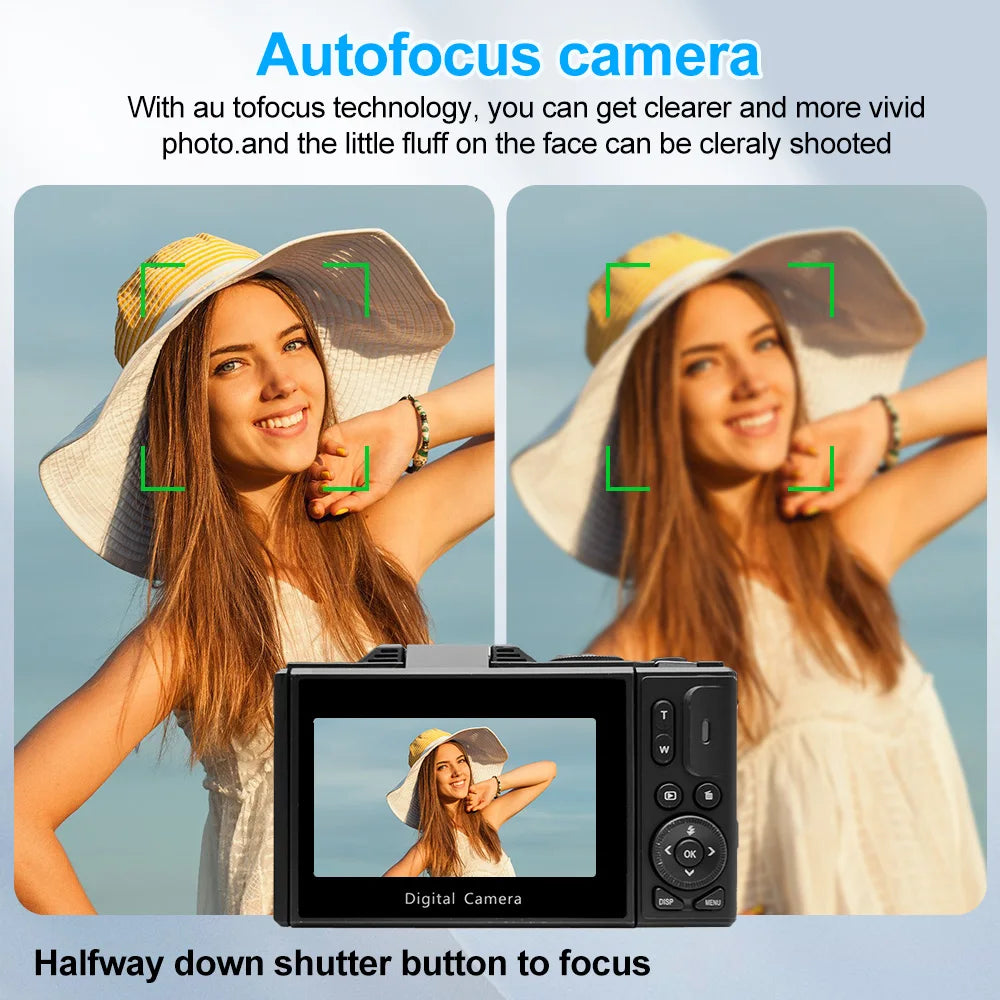 White 4K Camera Rotatable Screen with 128GB Memory