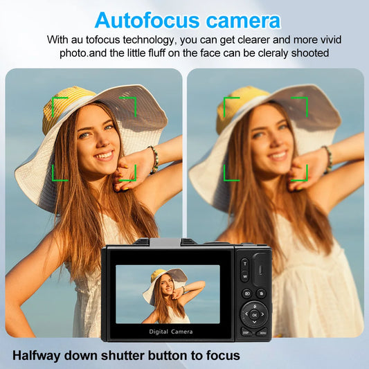 White 4K Camera Rotatable Screen with 128GB Memory