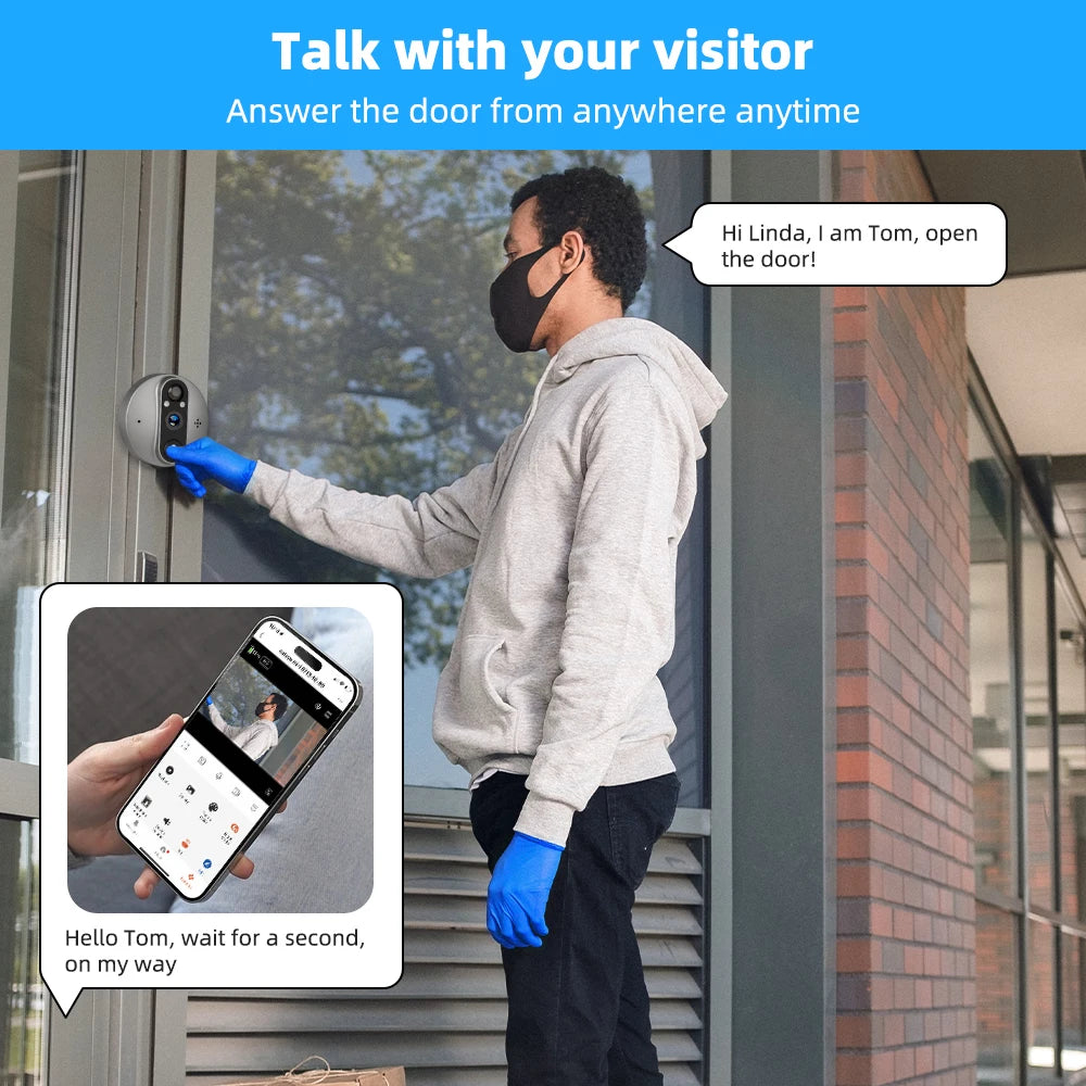 3MP Smart WiFi Door Viewer with PIR Motion Detection