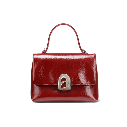 Compact Luxury Style Shoulder Bag Burgundy