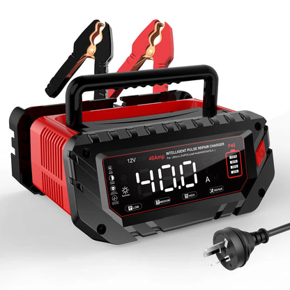 40A Smart Battery Charger for 6V 12V 24V Vehicles