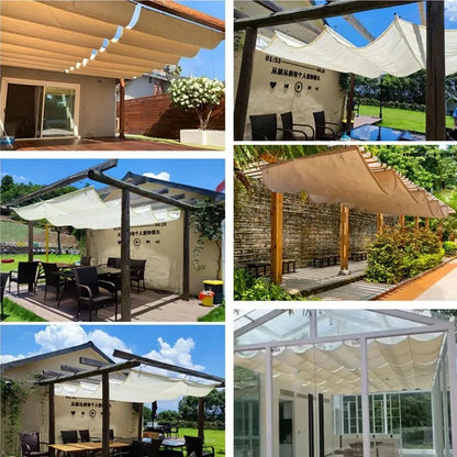 Khaki 2.5mx5m Telescopic Patio Sun Shade Cover
