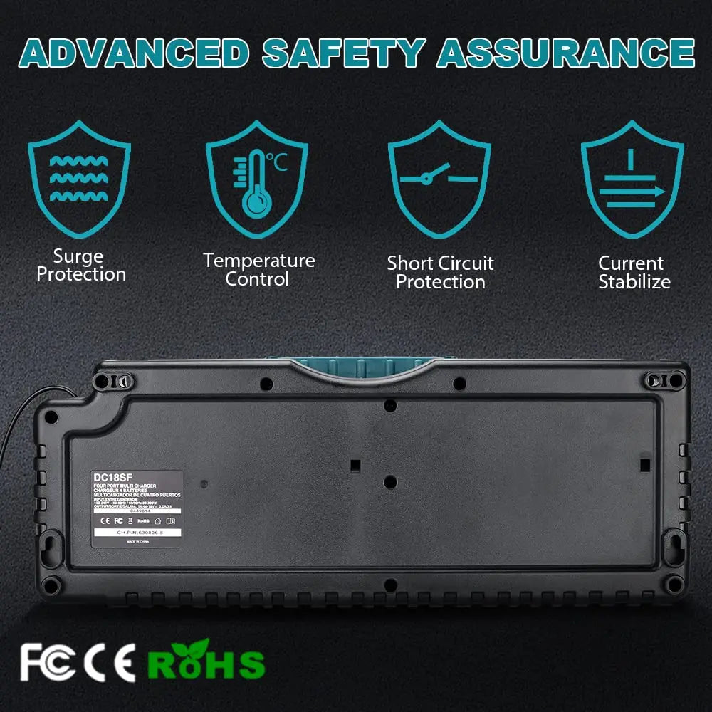 Portable 4-Port LXT Lithium-Ion Battery Charger 12A