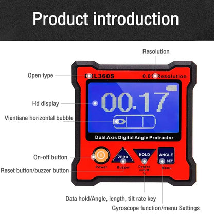 Dual Axis Digital Angle Protractor Magnetic Base Level Gauge