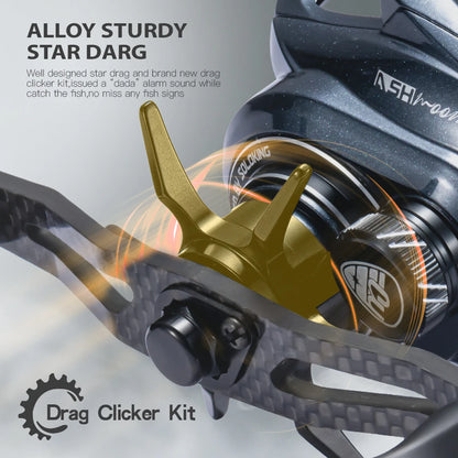 Alloy Baitcasting Reel 12+1BB 6kg Drag Carbon Handle