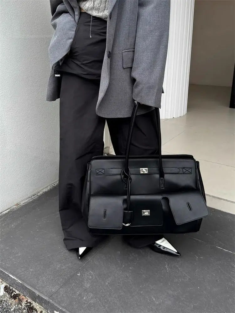 Large Cowhide Leather Tote Bag Top Handle