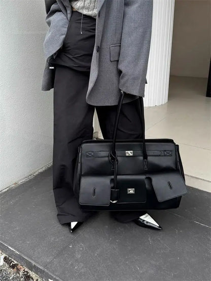 Large Cowhide Leather Tote Bag Top Handle