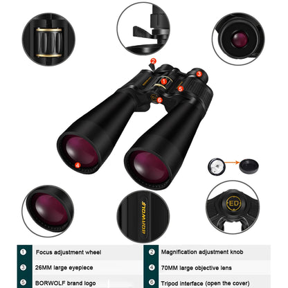 Long Range 25-75X70 HD Zoom Telescope Binoculars