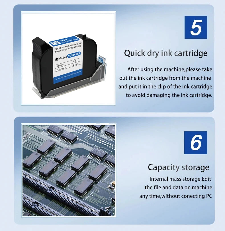 Smart Handheld Barcode and Logo Printing Machine with 2 Inks