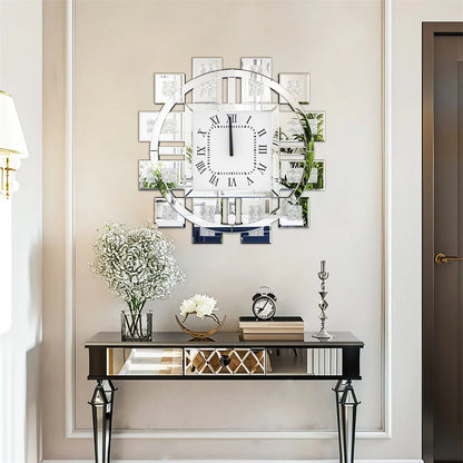 60cm Decorative Crystal Diamond Wall Clock Silver