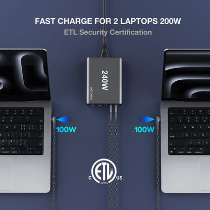 240W GaN 5-Port USB C Fast Charger with 5A Cable