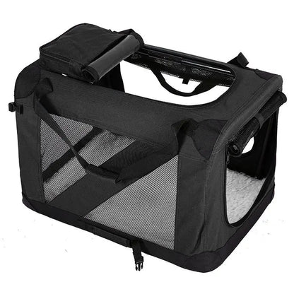 Black Portable Folding Dog Travel Cage Crate 82×58×58cm