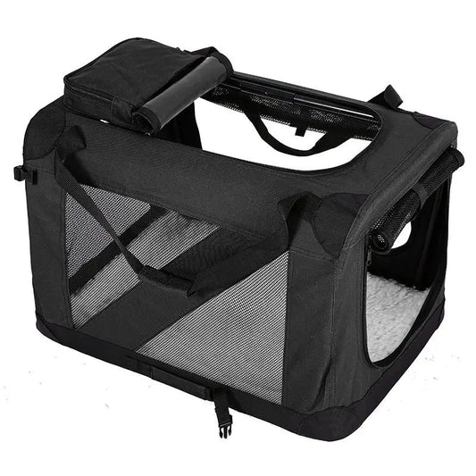 Black Portable Folding Dog Travel Cage Crate 82×58×58cm
