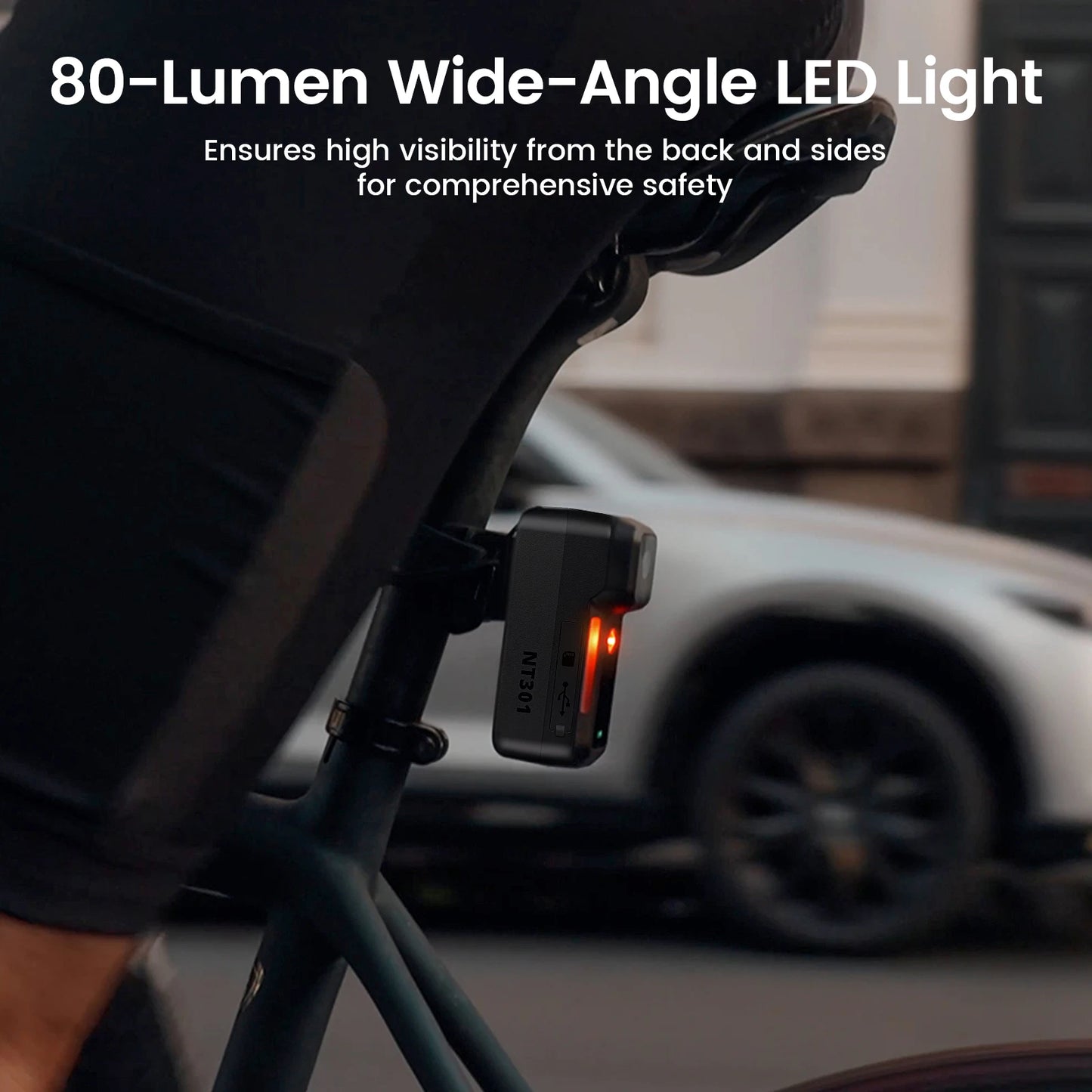 Rechargeable Bicycle Taillight with Wide Angle Loop Recording