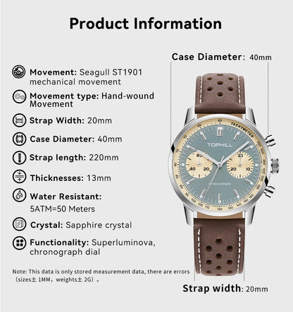 Pilot Chronograph Watch Sky Blue Military Edition
