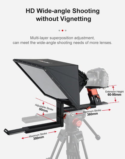 Portable DSLR Teleprompter with iPad and Smartphone Support