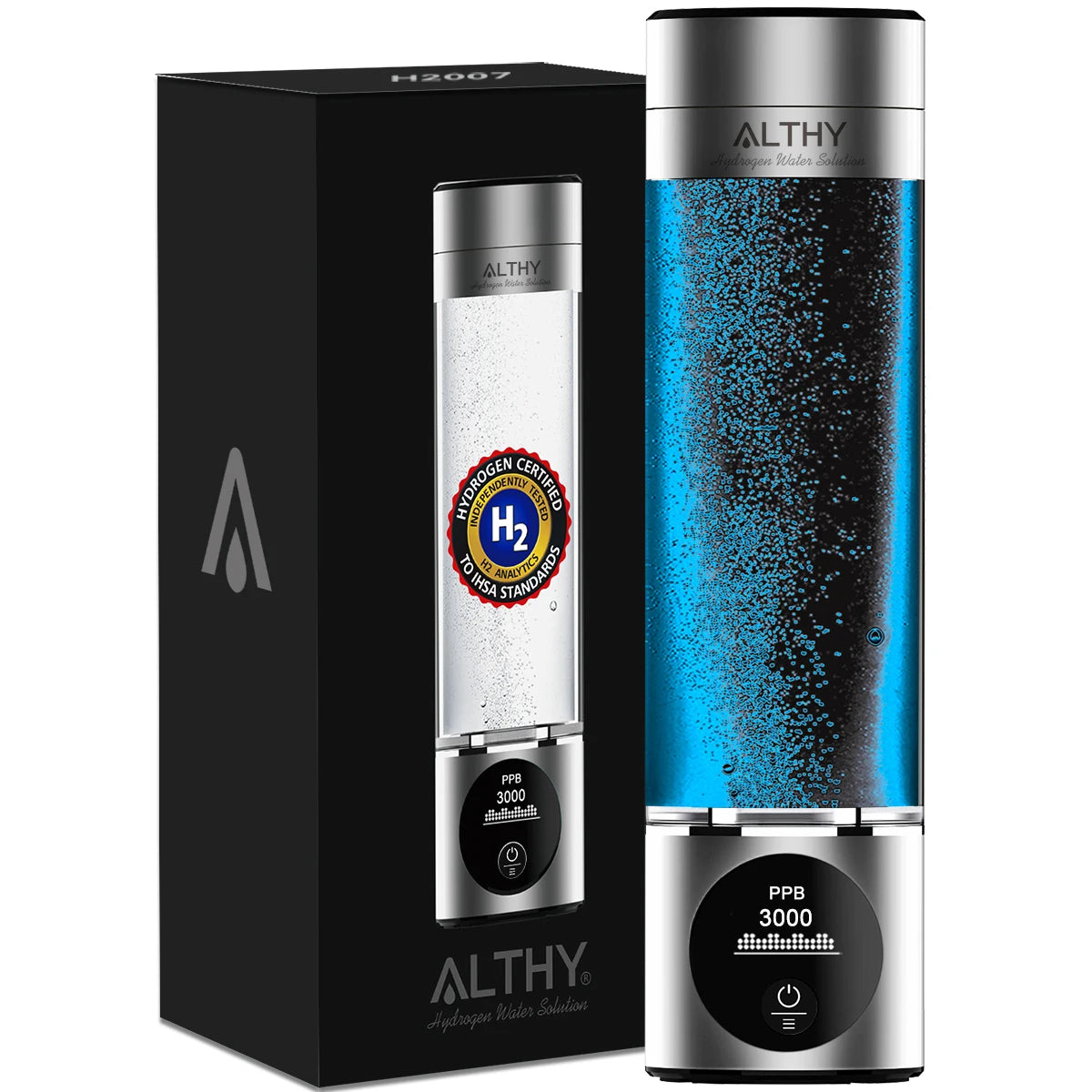Rechargeable Hydrogen Water Bottle with PPB and Timer Display