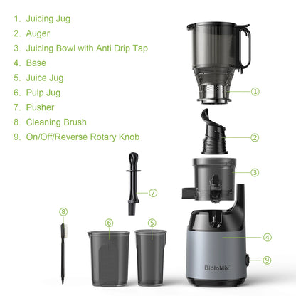 Cold Press Juicer with 130mm Wide Feed Chute