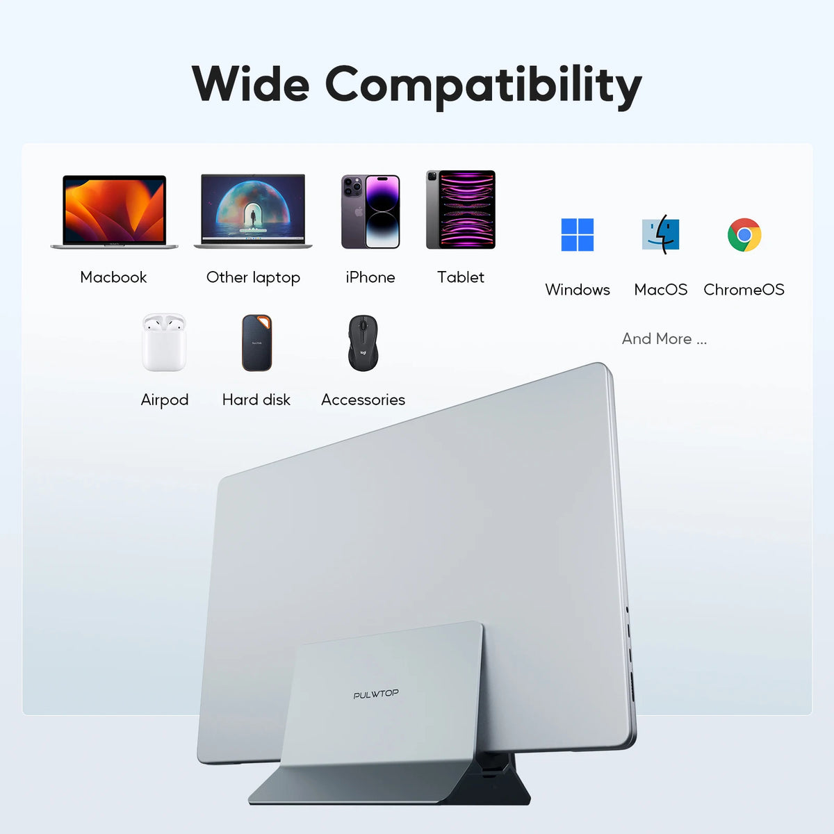 Vertical Laptop Docking Station with 4K HDMI