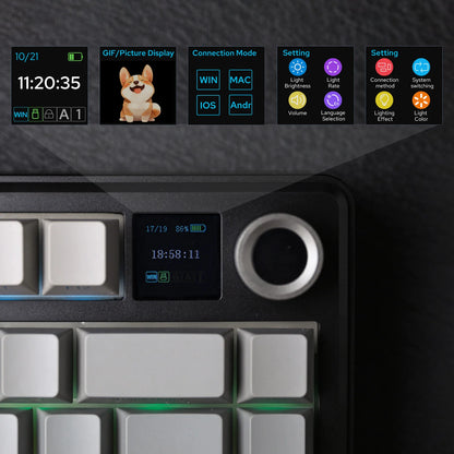 75% Wireless Mechanical Keyboard with TFT Screen and Knob