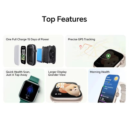 Smartwatch 1.85" AMOLED with Heart Rate & Sleep Tracker