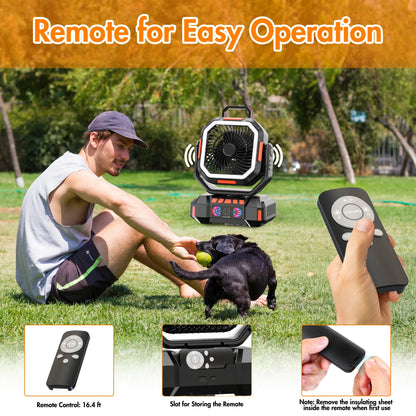 Portable Camping Fan with LED Light and 40000mAh Battery