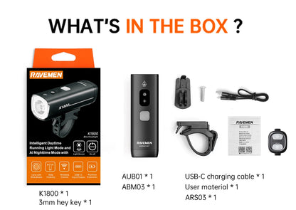 K1800 Bicycle Front Lamp for Day and Night Riding
