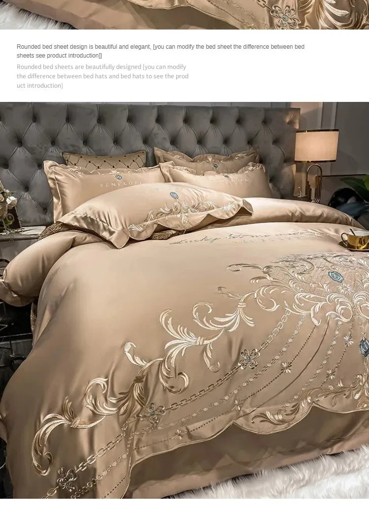 European 4-Piece Cotton Bed Sheet Set Ice Silk Quilt