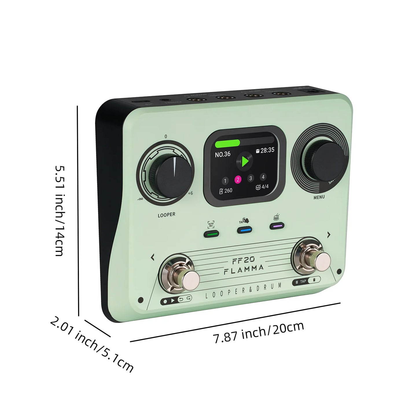 Compact Guitar Looper Pedal with 220 Rhythms and Headphone Jack
